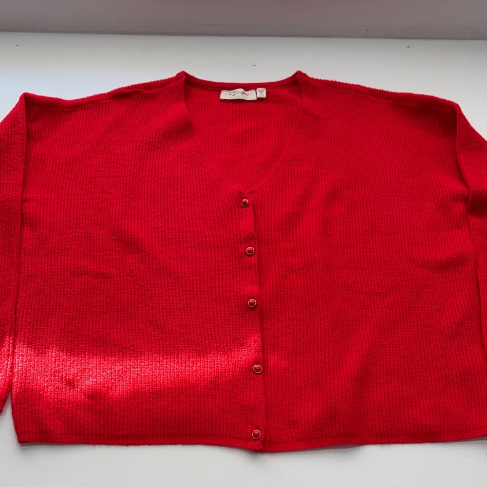 Like new RD style Red Button-Up Women's Sweater size large